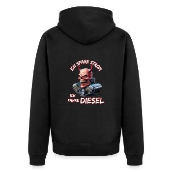 J’économise de l’électricité Je roule au diesel - Veste à capuche bio Premium Unisexe - noir - Dos - Nico (187cm)