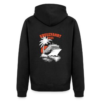 Kreuzfahrt 2025, Kreuzfahrtschiff, Schiffsreise - Unisex Premium Bio Zip Hoodie - Schwarz - Hinten - Nico (187cm)