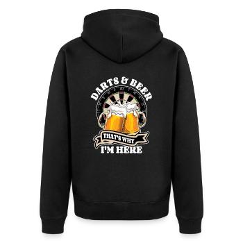Fléchettes et bière C’est pourquoi je suis ici - Dart Fan - Veste à capuche bio Premium Unisexe - noir - Dos - Nico (187cm)