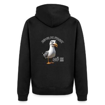Funny saying with seagull Before you ask Nope !! - Unisex Premium Organic Zip Hoodie - black - Back - Nico (187cm)