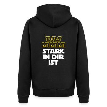 Das Mimimi stark in dir ist - rumheulen Spruch - Unisex Premium Bio Zip Hoodie - Schwarz - Hinten - Nico (187cm)