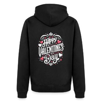 Joyeuse Saint-Valentin - Amour - Cadeau - Veste à capuche bio Premium Unisexe - noir - Dos - Nico (187cm)