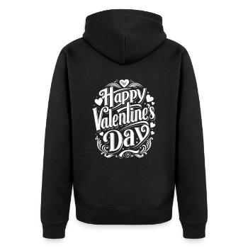 Happy Valentine's Day - Liebe - Geschenk - Unisex Premium Bio Zip Hoodie - Schwarz - Hinten - Nico (187cm)
