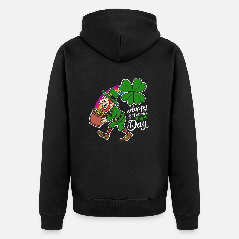 Bonne Saint-Patrick - Trèfle - Leprechaun - Veste à capuche bio Premium Unisexe - noir