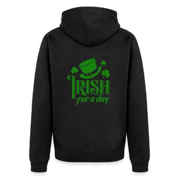 Irish for a day - Shamrock - Ireland - Unisex Premium Organic Zip Hoodie - black - Back - Nico (187cm)