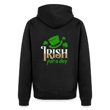 Irlandais d’un jour - Shamrock - Irlande - Veste à capuche bio Premium Unisexe - noir - Dos - Nico (187cm)