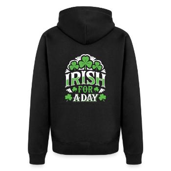Irish for a day - Shamrock - Ireland - Unisex Premium Organic Zip Hoodie - black - Back - Nico (187cm)
