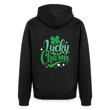 Porte-bonheur - Saint-Patrick - Irlande - Veste à capuche bio Premium Unisexe - noir - Dos - Nico (187cm)
