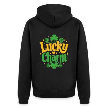 Porte-bonheur - Saint-Patrick - Irlande - Veste à capuche bio Premium Unisexe - noir - Dos - Nico (187cm)
