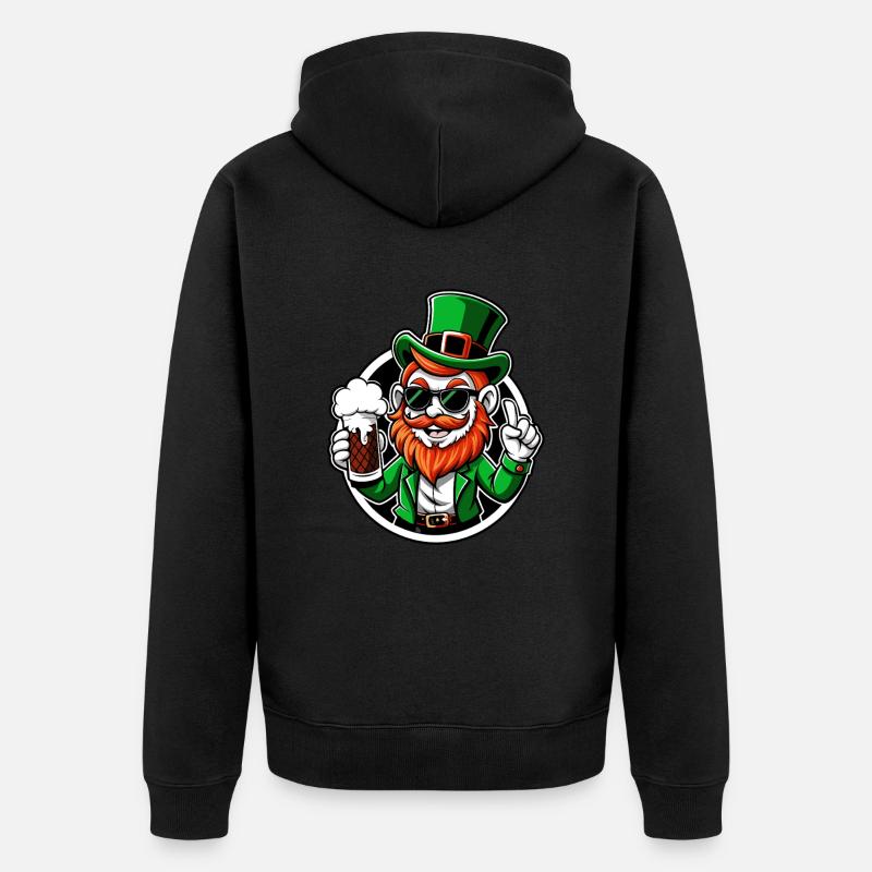 Leprechaun & Beer - Saint-Patrick - Irlande - Veste à capuche bio Premium Unisexe - noir