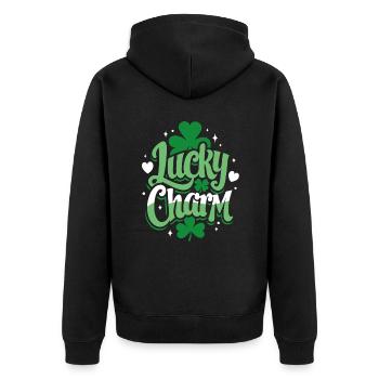 Porte-bonheur - Saint-Patrick - Irlande - Veste à capuche bio Premium Unisexe - noir - Dos - Nico (187cm)