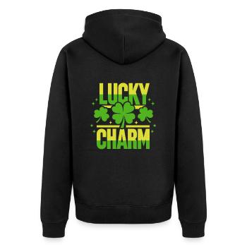 Porte-bonheur - Saint-Patrick - Irlande - Veste à capuche bio Premium Unisexe - noir - Dos - Nico (187cm)