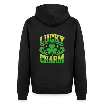 Porte-bonheur - Saint-Patrick - Irlande - Veste à capuche bio Premium Unisexe - noir - Dos - Nico (187cm)