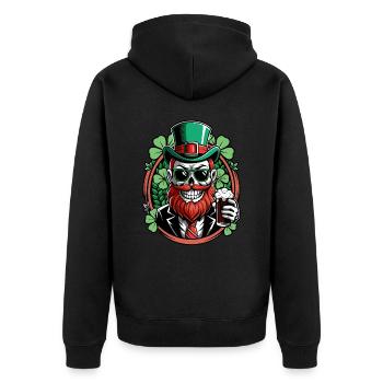 Crâne de lutin - Saint-Patrick - Irlande - Veste à capuche bio Premium Unisexe - noir - Dos - Nico (187cm)