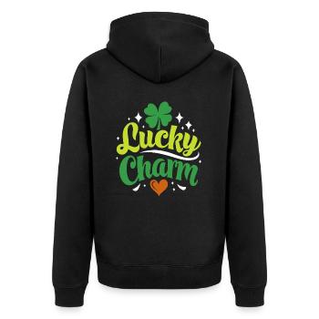 Porte-bonheur - Saint-Patrick - Irlande - Veste à capuche bio Premium Unisexe - noir - Dos - Nico (187cm)
