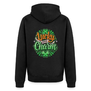 Porte-bonheur - Saint-Patrick - Irlande - Veste à capuche bio Premium Unisexe - noir - Dos - Nico (187cm)