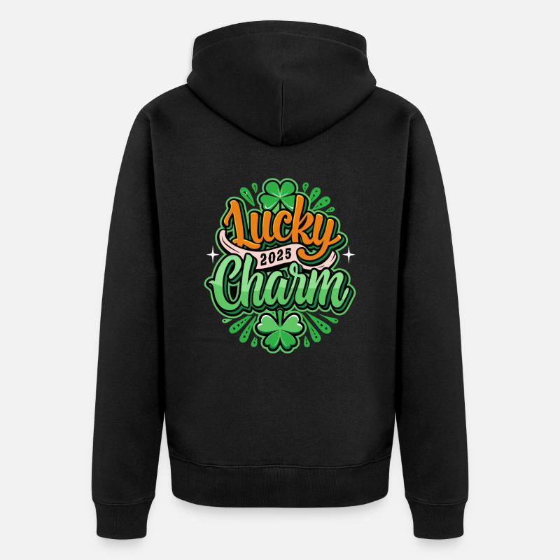 Porte-bonheur - Saint-Patrick - Irlande - Veste à capuche bio Premium Unisexe - noir