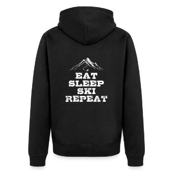 Eat Sleep Ski Repeat - Ski - Ski - Unisex Premium Organic Zip Hoodie - black - Back - Nico (187cm)