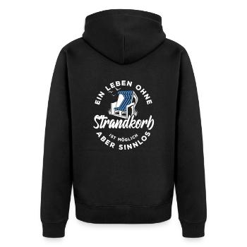 Ein Leben ohne Strandkorb ist möglich aber sinnlos - Unisex Premium Bio Zip Hoodie - Schwarz - Hinten - Nico (187cm)