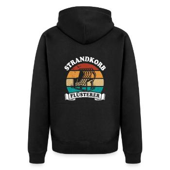 Strandkorb Flüsterer - Urlaub - Meer - Erholung - Unisex Premium Bio Zip Hoodie - Schwarz - Hinten - Nico (187cm)