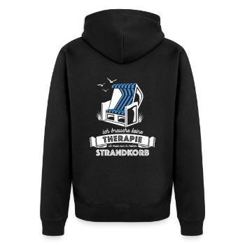 Ich brauche keine Therapie - Strandkorb - Unisex Premium Bio Zip Hoodie - Schwarz - Hinten - Nico (187cm)