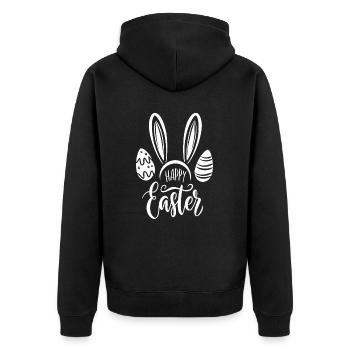 Happy Easter - Osterhase - Osterei - Geschenk - Unisex Premium Bio Zip Hoodie - Schwarz - Hinten - Nico (187cm)