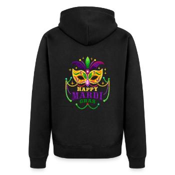 Mardi Gras - Karneval - Maske - Geschenk - Unisex Premium Bio Zip Hoodie - Schwarz - Hinten - Nico (187cm)