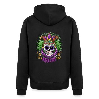 I'ts Mardi Gras Y'all - Karneval - Kostüm - Unisex Premium Bio Zip Hoodie - Schwarz - Hinten - Nico (187cm)