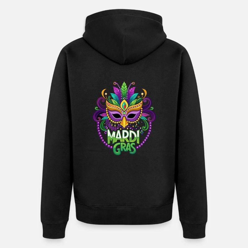 Mardi Gras - Carnaval - Masque - Cadeau - Veste à capuche bio Premium Unisexe - noir