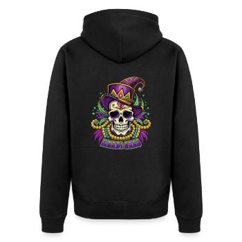 Mardi Gras - Karneval - Totenkopf - Geschenk - Unisex Premium Bio Zip Hoodie - Schwarz - Hinten - Nico (187cm)