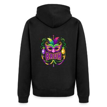 Mardi Gras Bruh - Karneval - Maske - Geschenk - Unisex Premium Bio Zip Hoodie - Schwarz - Hinten - Nico (187cm)