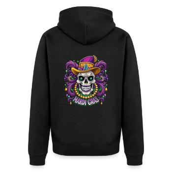 Mardi Gras, Karneval, New Orleans, Kostüm, Perlenk - Unisex Premium Bio Zip Hoodie - Schwarz - Hinten - Nico (187cm)