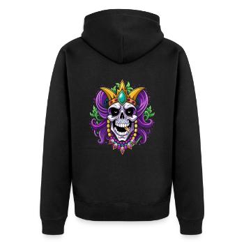 Mardi Gras - Carnival - Skull - Gift - Unisex Premium Organic Zip Hoodie - black - Back - Nico (187cm)