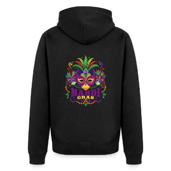 Mardi Gras - Karneval - Maske - Geschenk - Unisex Premium Bio Zip Hoodie - Schwarz - Hinten - Nico (187cm)