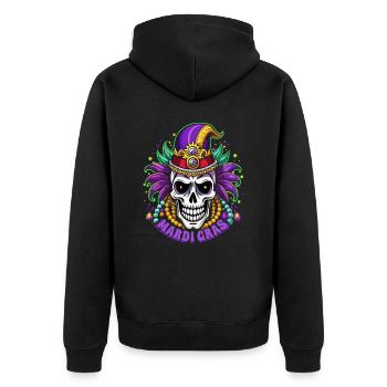 Mardi Gras - Karneval - Totenkopf - Geschenk - Unisex Premium Bio Zip Hoodie - Schwarz - Hinten - Nico (187cm)