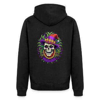 Mardi Gras - Karneval - Kostüm - Geschenk - Unisex Premium Bio Zip Hoodie - Schwarz - Hinten - Nico (187cm)