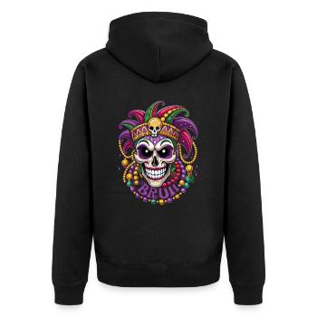 Mardi Gras Bruh - Karneval - Kostüm - Geschenk - Unisex Premium Bio Zip Hoodie - Schwarz - Hinten - Nico (187cm)