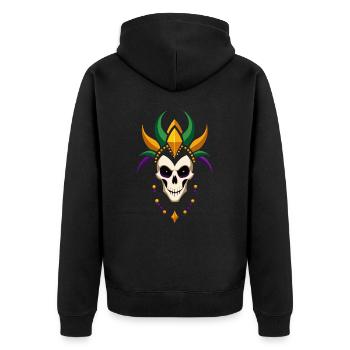 Mardi Gras - Carnival - Skull - Gift - Unisex Premium Organic Zip Hoodie - black - Back - Nico (187cm)