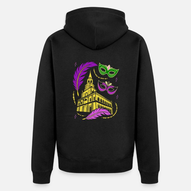 Mardi Gras - Carnaval - Masque - Cadeau - Veste à capuche bio Premium Unisexe - noir