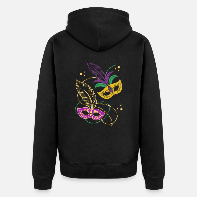 Mardi Gras - Karneval - Maske - Geschenk - Unisex Premium Bio Zip Hoodie - Schwarz