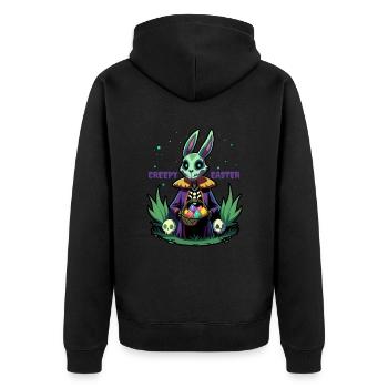 Creepy Easter - Osterhase - Osterei - Geschenk - Unisex Premium Bio Zip Hoodie - Schwarz - Hinten - Nico (187cm)