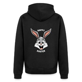 Happy Easter - Osterhase - Osterei - Geschenk - Unisex Premium Bio Zip Hoodie - Schwarz - Hinten - Nico (187cm)