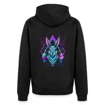 Happy Easter - Osterhase - Osterei - Geschenk - Unisex Premium Bio Zip Hoodie - Schwarz - Hinten - Nico (187cm)