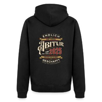 Abitur 2025 - Abitur - Ich habe fertig - Spruch - Unisex Premium Bio Zip Hoodie - Schwarz - Hinten - Nico (187cm)