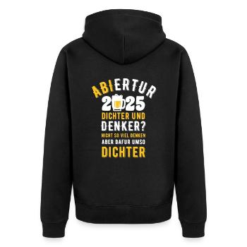 Abiertur 2025 - Abi 25 - Abitur - Saufen - Unisex Premium Bio Zip Hoodie - Schwarz - Hinten - Nico (187cm)
