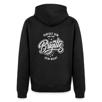 Vornamen Brigitte - Namenstag - Geschenk - Unisex Premium Bio Zip Hoodie - Schwarz - Hinten - Nico (187cm)