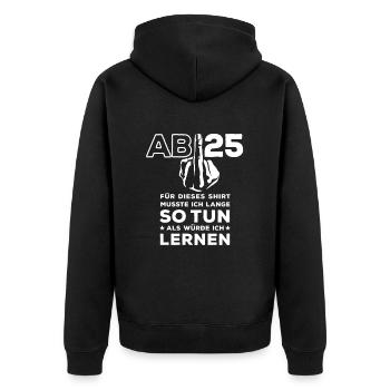 Abi 2025 Stinkefinger - Abitur - Geschenk - Unisex Premium Bio Zip Hoodie - Schwarz - Hinten - Nico (187cm)