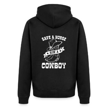 Sauvez un cheval, montez un cow-boy - Spruch - Veste à capuche bio Premium Unisexe - noir - Dos - Nico (187cm)