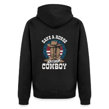 Sauvez un cheval, montez un cow-boy - Spruch - Veste à capuche bio Premium Unisexe - noir - Dos - Nico (187cm)