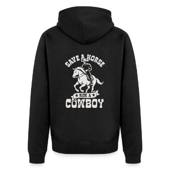 Sauvez un cheval, montez un cow-boy - Spruch - Veste à capuche bio Premium Unisexe - noir - Dos - Nico (187cm)